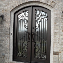 Arched Wrought Iron Door With Clear Glass