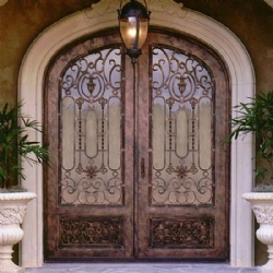 Wrought Iron Door With Glass For Luxury Villa House Or Hotel
