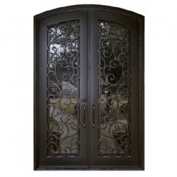 Arch Black European Style Wrought Iron Entry Door