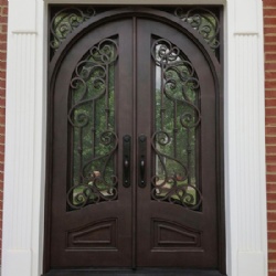 Classical Wrought Iron Entry Door With Arched Door Leaves