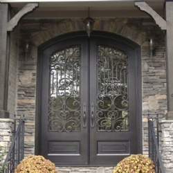 Dark Gray Wrought Iron Classical Entry Door