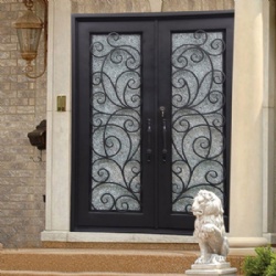 Wrought Iron Entry Door With Ice Glass