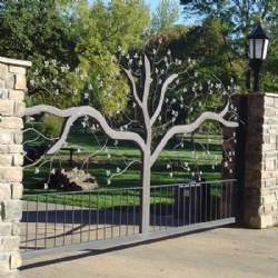 Villa Tree Wrought Iron Driveway Gate