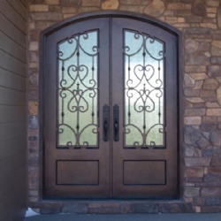 Fancy Wrought Iron Glass Door Safety Door