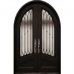 Simple Rod Wrought Iron Double Entry Doors