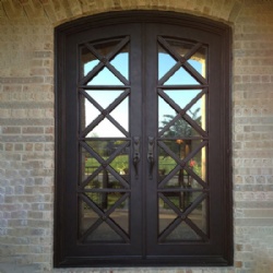 Simple Wrought Iron Double Door With Clear Glass